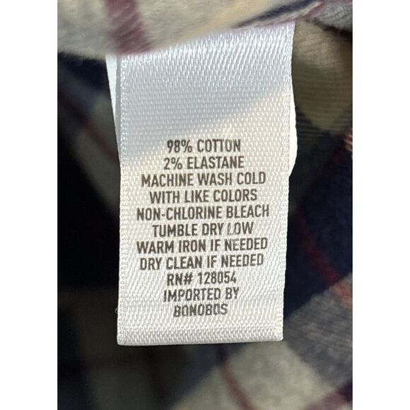 Bonobos Men's L Slim Fit‎ Stretch Flannel Shirt Plaid Long Sleeve Button Down - Picture 9 of 12